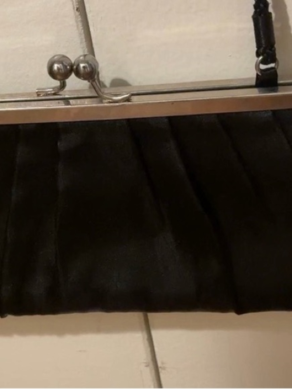 Classic Black Evening Clutch Handbag with silver closure